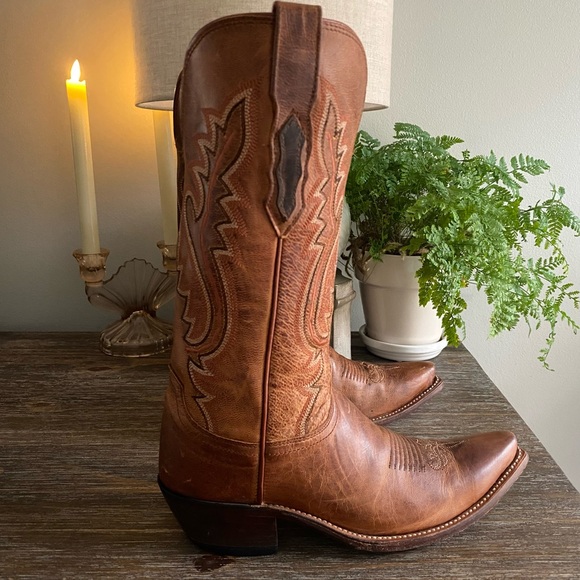 Luchesse Mad Dog Madras Goat Leather Western Cowboy Cowgirl Boots Womens 7 Tan - Picture 9 of 15